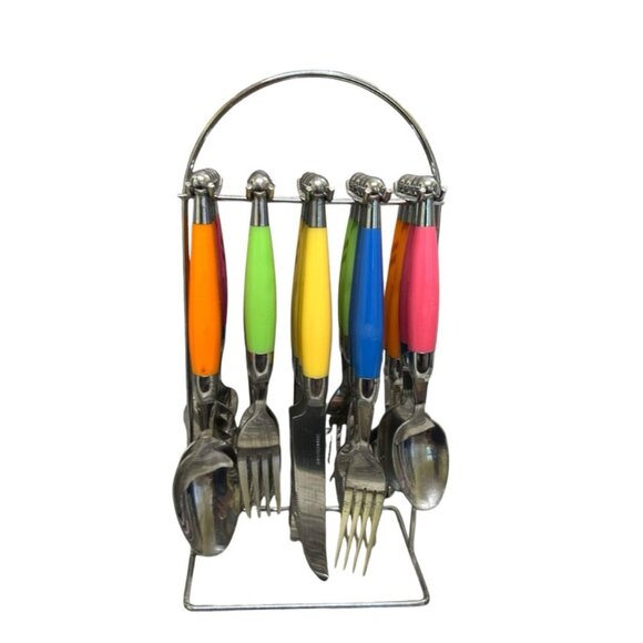 Colorful Cutlery Set with Stand 20 pieces - Picture 5 of 7